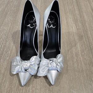 Ted Baker Metallic Silver Heels with Bow